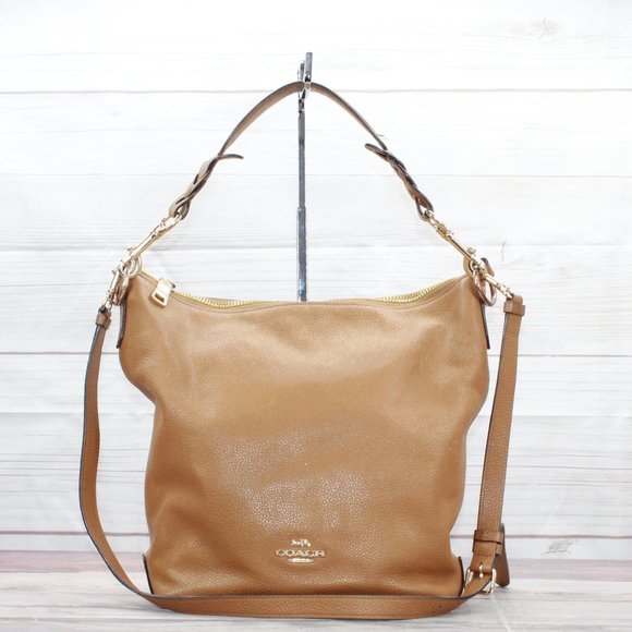 Coach Handbags - Coach F31507 Abby Brown Pebble Leather Duffle Hobo Shoulder Bag